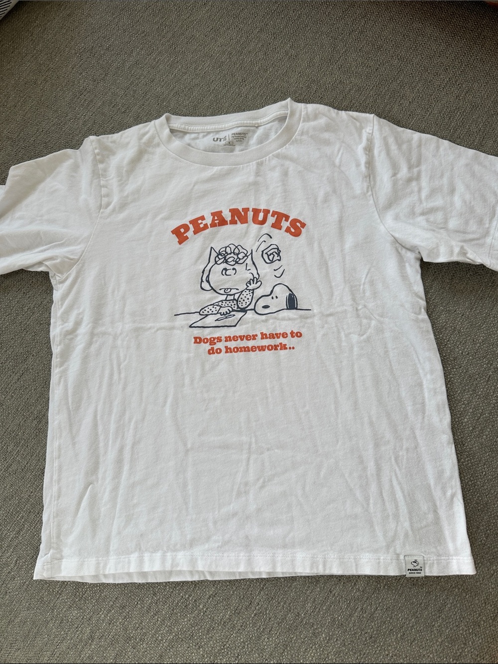Peanuts Graphic Women’s T-Shirt - White with Orange Print